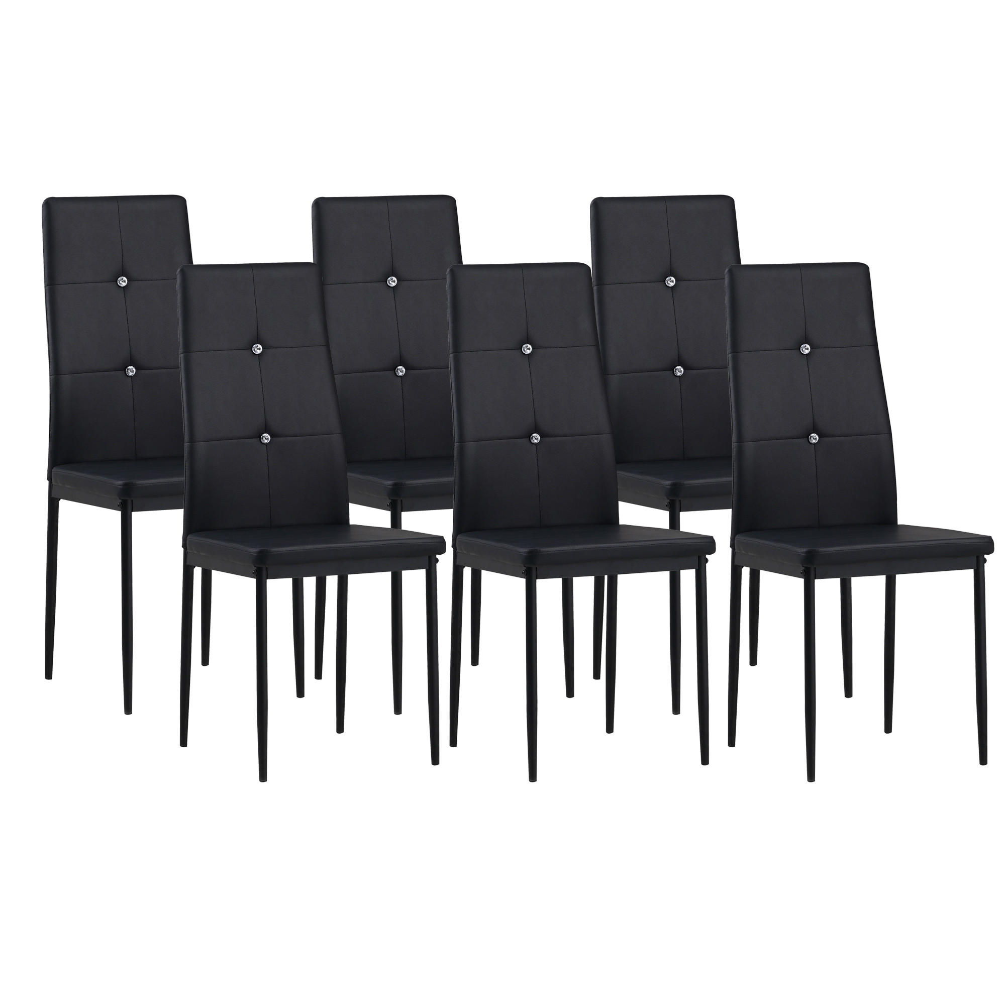 STUHL DIAMOND Lederimitat Metallbeine 6er Set Schwarz - Grau, Kunststoff/Metall (42/98/40cm) - Albatros