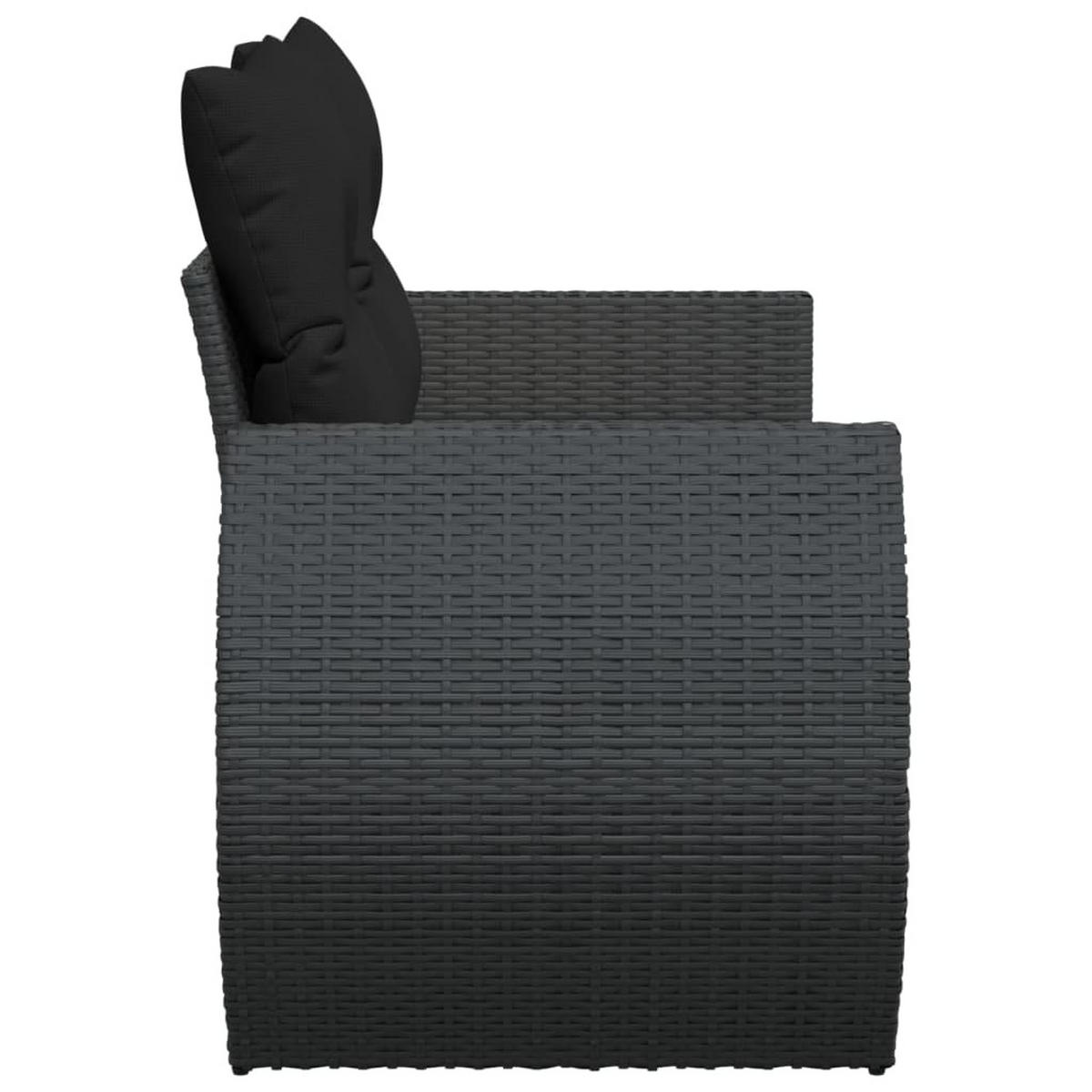 GARTENSOFA Mit Kissen 2-Sitzer Schwarz Poly Rattan - Schwarz, Kunststoff (142/69/62cm) - vidaXL