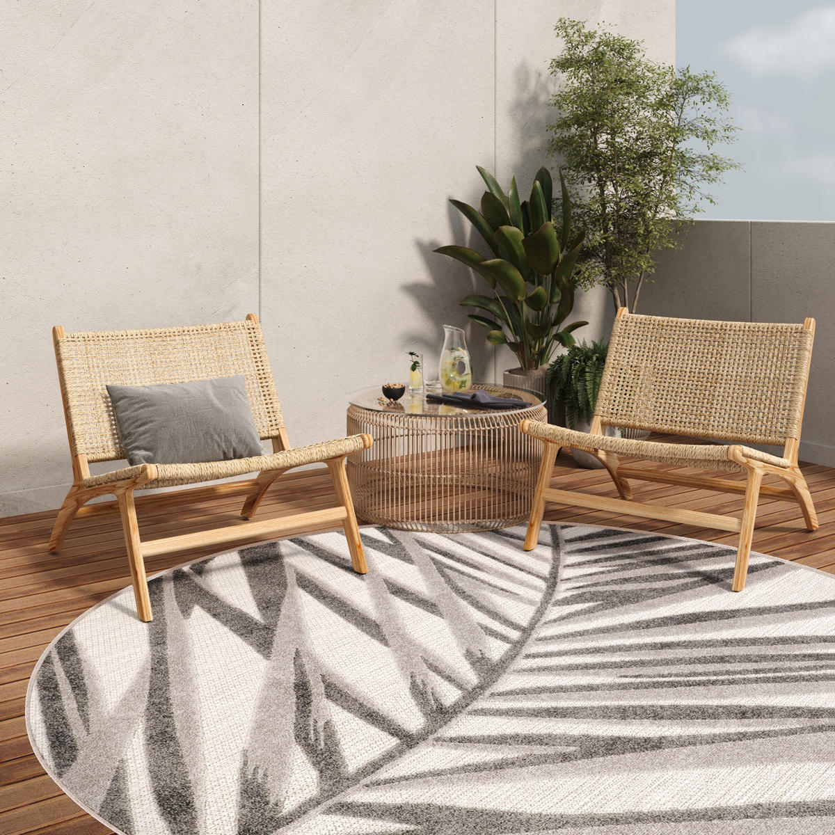 TEPPICH PATIO rund Grau 240/240 cm - Grau, Textil (240/240cm) - Tapiso