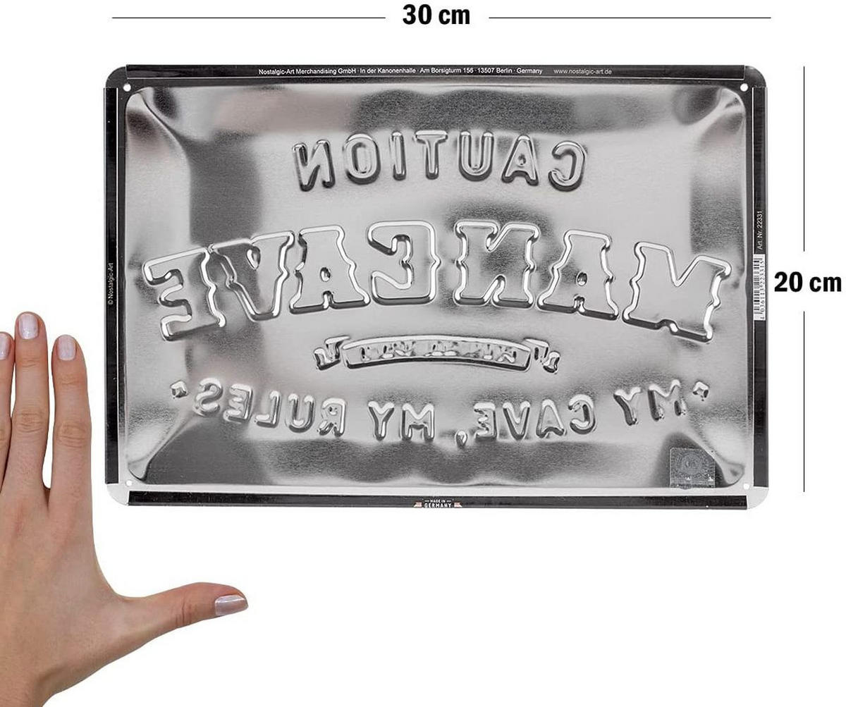 BLECHSCHILD 20/30 cm Achtung Man Cave - Multicolor, Metall (30/20cm) - Nostalgic-Art