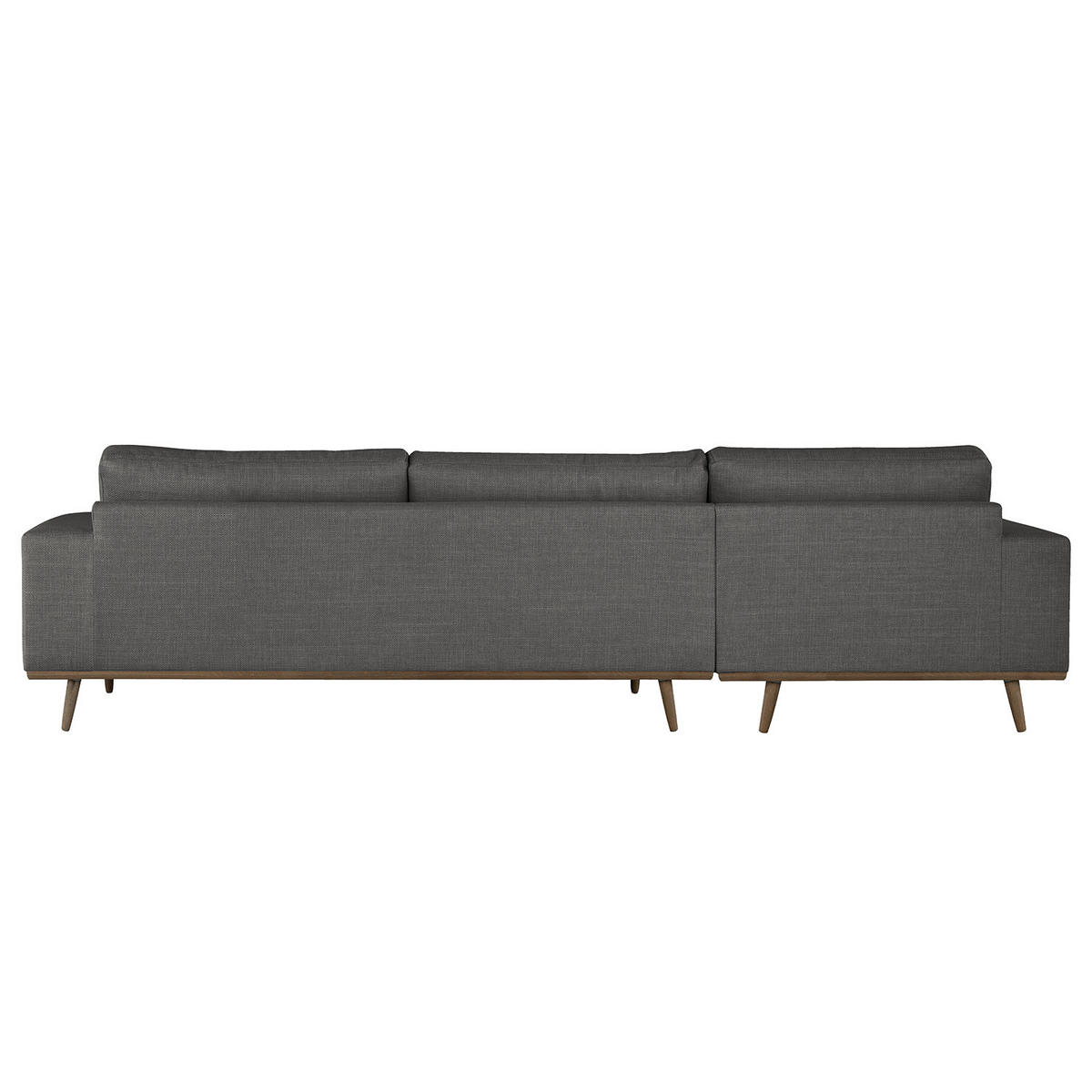 ECKSOFA mit Ottomane - Eichefarben/Dunkelgrau, Eichenholz/Textil (287/219cm) - home24