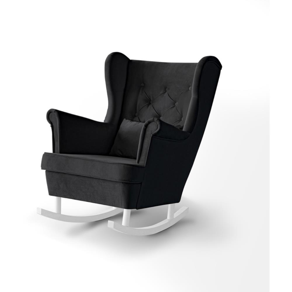 Beautysofa Schaukelstuhl Schwarz 82x103x108 cm