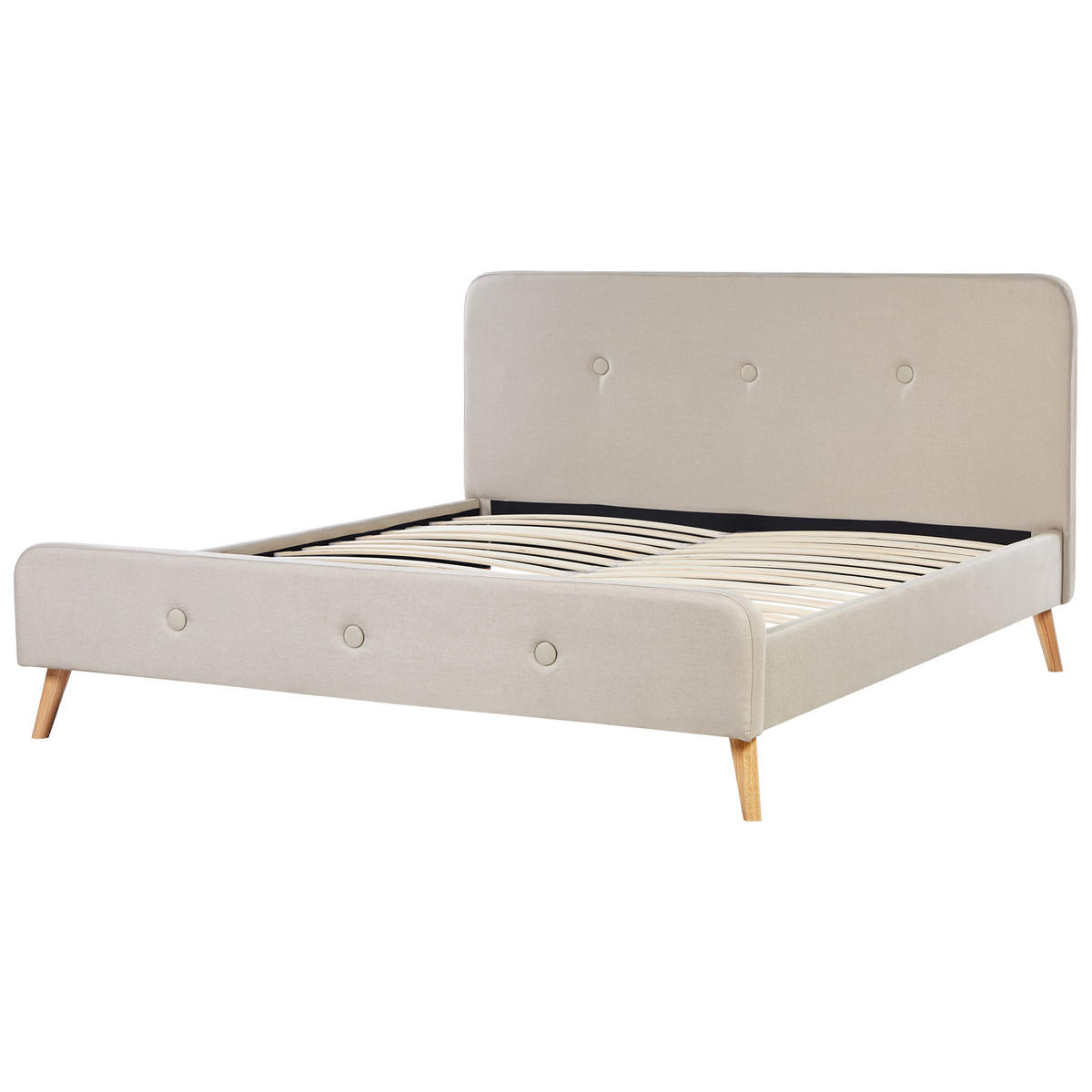 POLSTERBETT Beige 180x200 cmRennes - Hellbraun/Beige, Textil (180/200cm) - Beliani