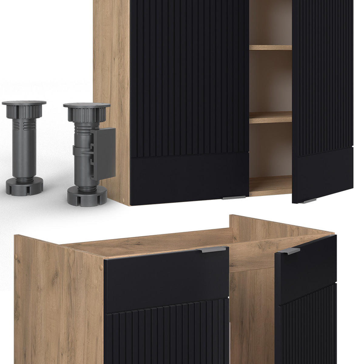 Honigeiche/Schwarz, Holzwerkstoff (240/81.6/60cm) - Vicco