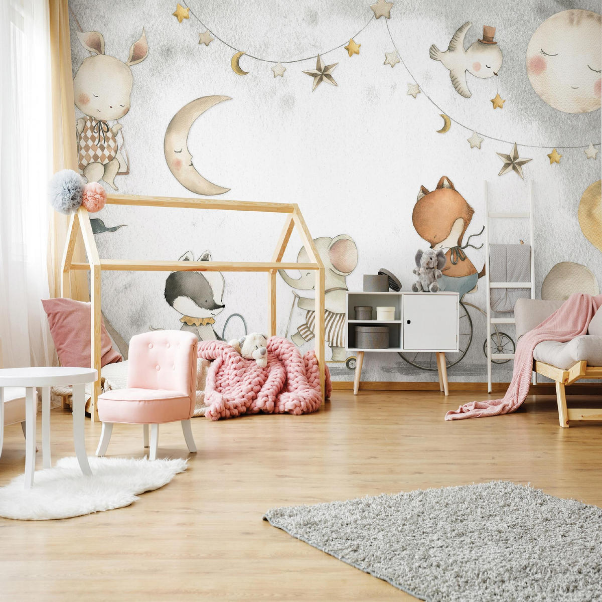 FOTOTAPETE Tiere Sterne Beige 312x219 cm - Multicolor, Textil (312/219cm) - Wallarena