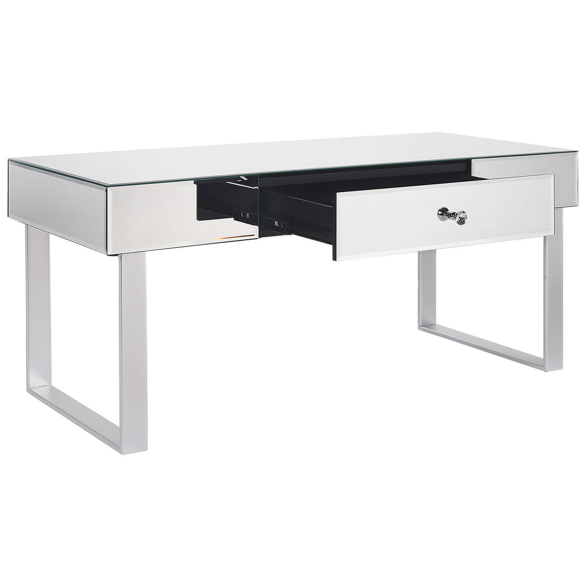 COUCHTISCH Silber mit Schublade verspiegelt Nesle - Silberfarben, Glas (47/110/46cm) - Beliani