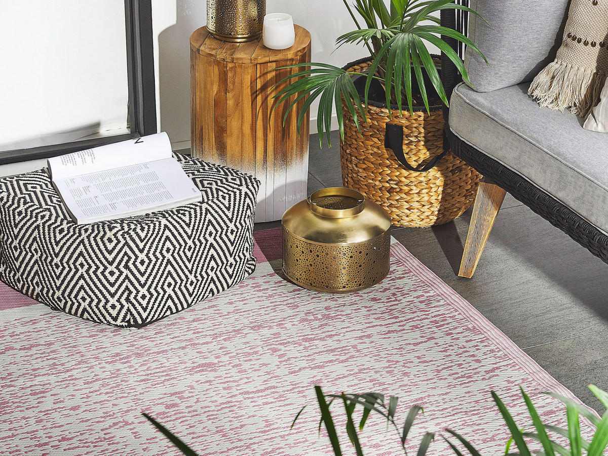 OUTDOOR-TEPPICH Ballari 180/120 cm - Pink, Kunststoff (120/180cm) - Beliani