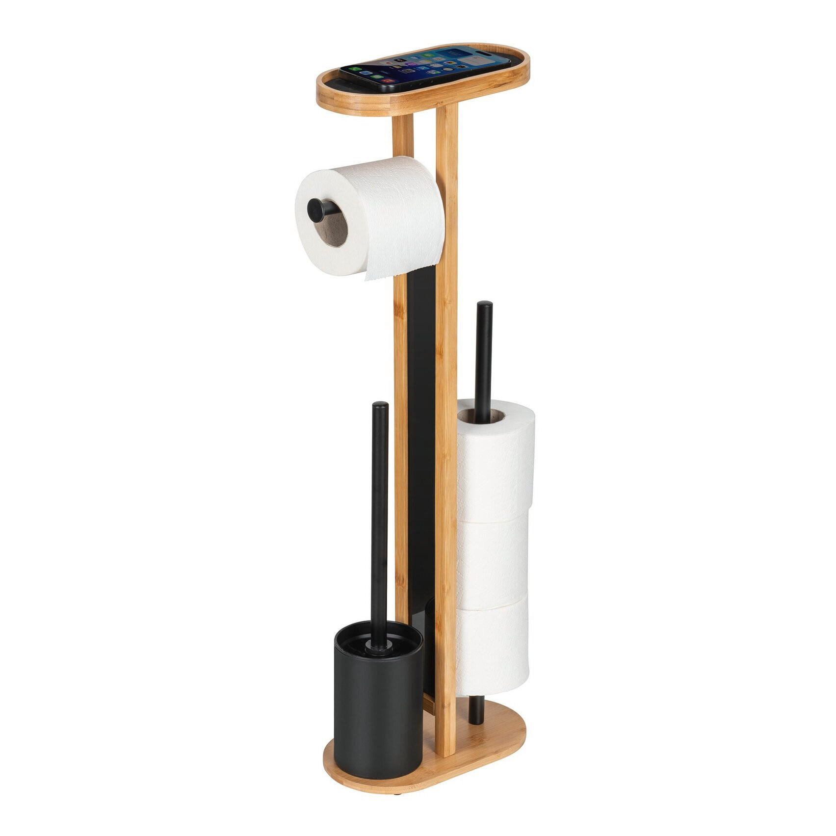 WC-STÄNDER mit Ablage für das Telefon Orea 13/23/70 cm - Beige, Naturmaterialen (23/70/13cm) - Wenko