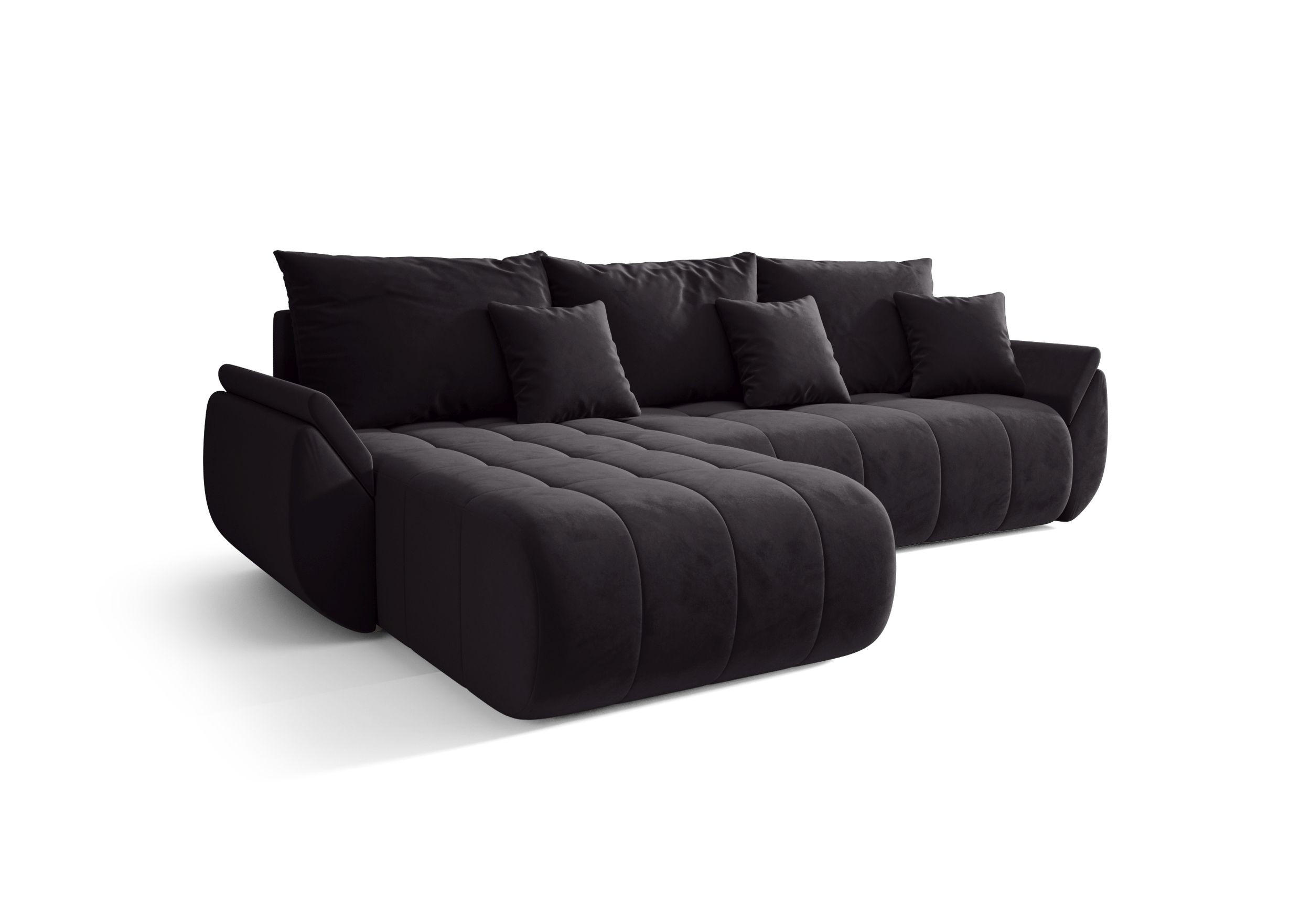 ECKSOFA mit Schlaffunktion TOKYO L Monolith 97 Links - Schwarz, Textil (280/185cm) - Bedante
