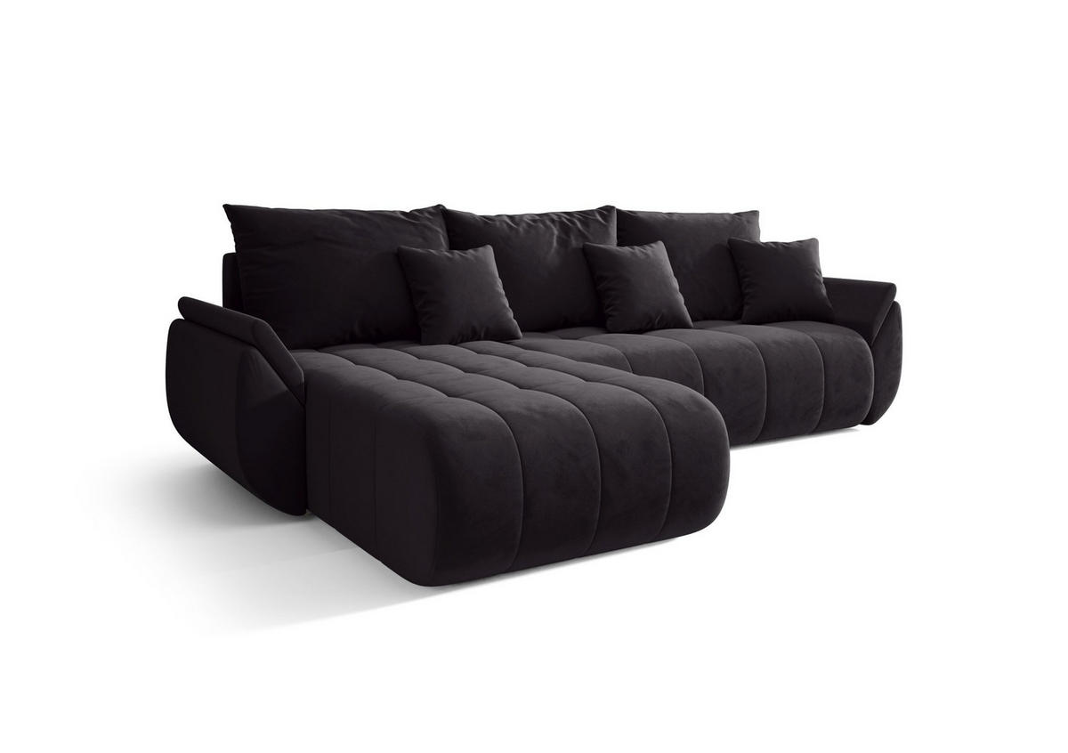 ECKSOFA mit Schlaffunktion TOKYO L Monolith 97 Links - Schwarz, Textil (280/185cm) - Bedante