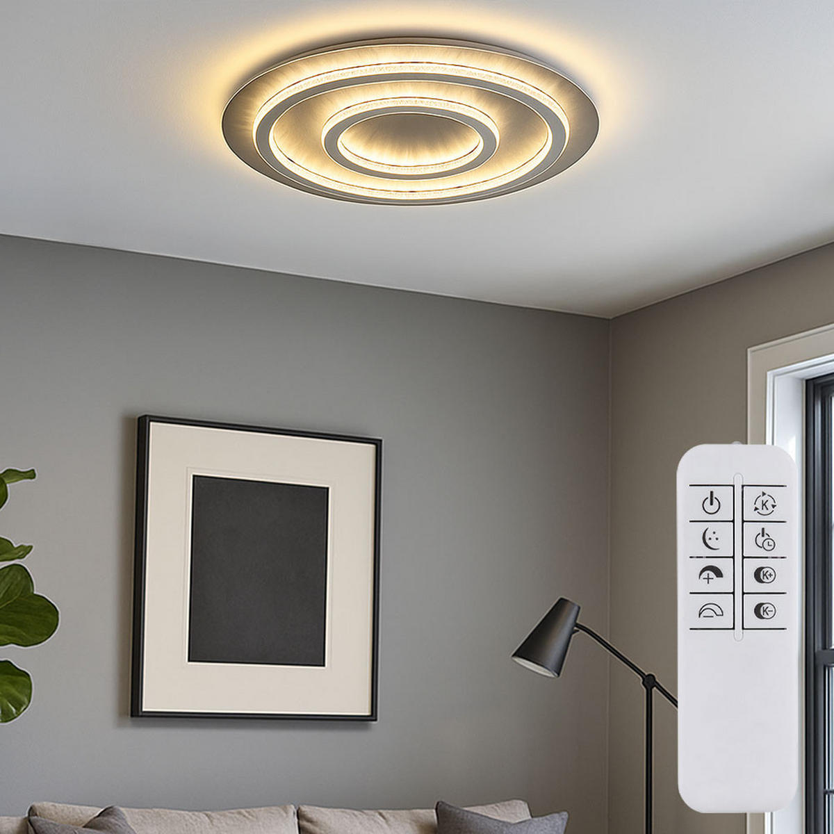 LED DECKENLEUCHTE Jayden Anthrazit Kristalle - Anthrazit, Metall (55/55/6cm) - Globo Lighting