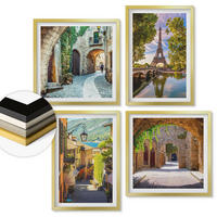 WANDBILDER 4er Set - 50x50 cm & 40x60 cm Goldrahmen - Eiffels Straßenarchitektur - Goldfarben, Kunststoff (50/50cm) - ArtPrintCave