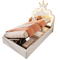 POLSTERBETT mit Bettkasten 90x200 cm PU Weiß mit LED-Lichtband - Weiß, Metall (90/200cm) - Meubliv