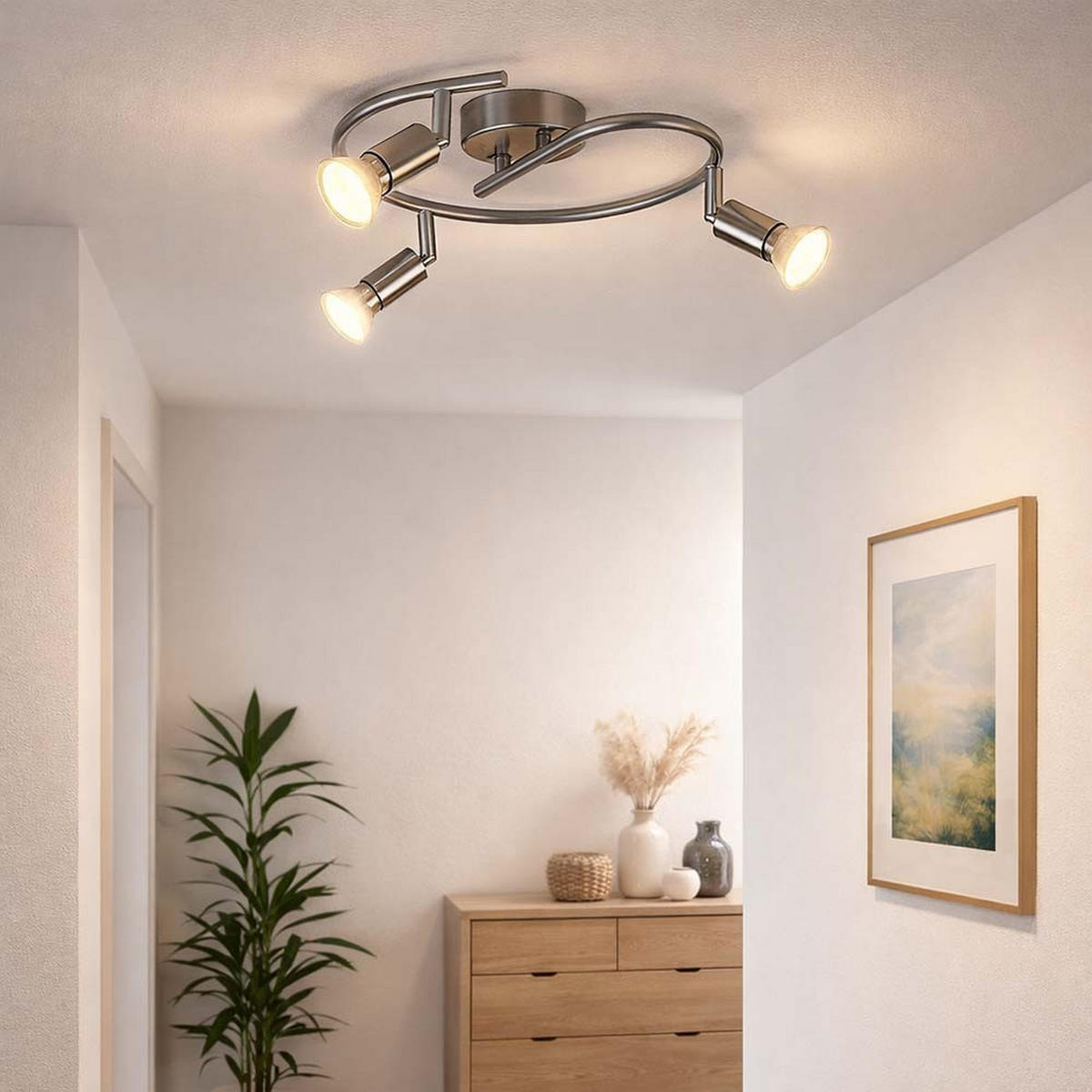 LED DECKENLEUCHTE Metall Silber 3 Flammig - Silberfarben, Metall (25/25/15cm) - Globo Lighting