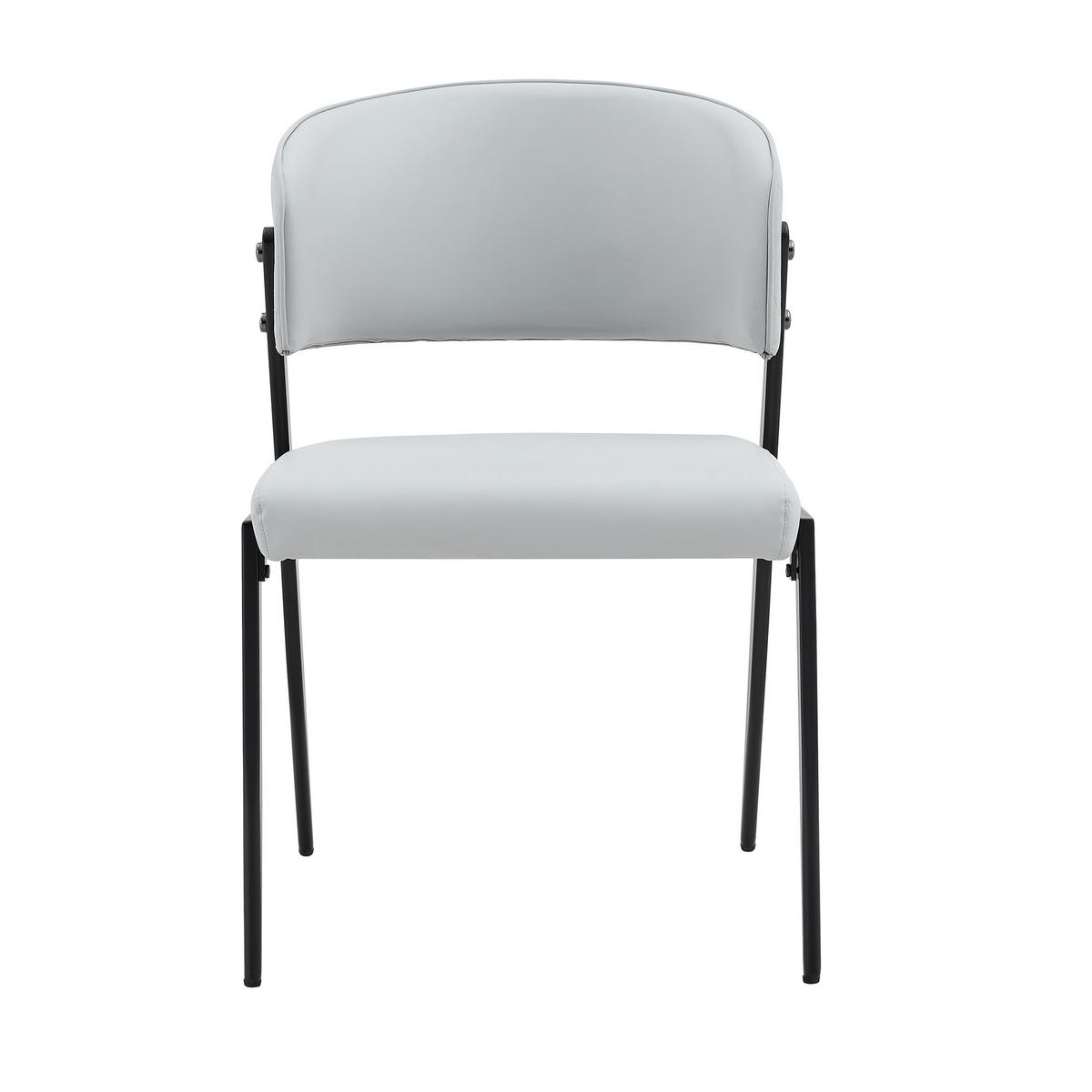 STUHL-SET DE-36686 2 Stück mit Kunstlederbezug und Metallgestell Hellgrau - Hellgrau, Metall (49/78/51cm) - ComfortXL