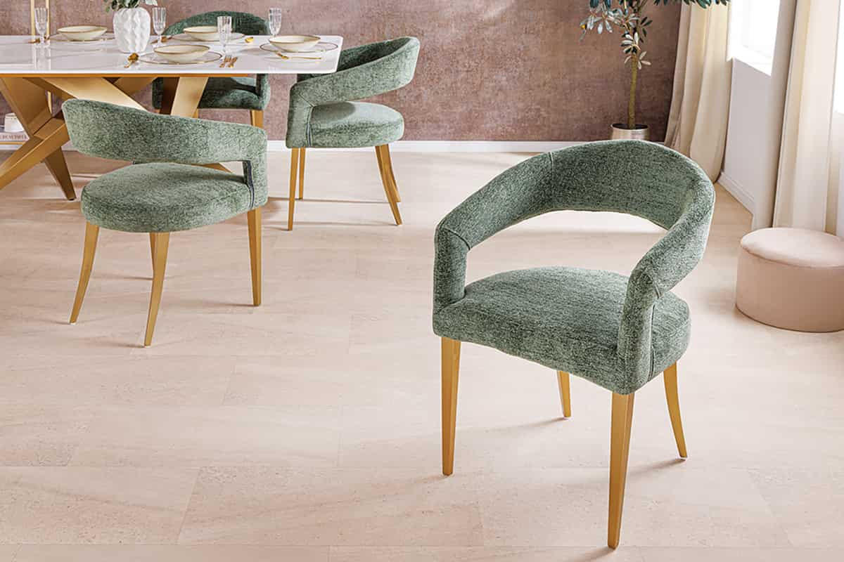 STUHL BOUTIQUE Strukturstoff Grün 80 cm - Goldfarben/Grün, Textil/Metall (56/81/54cm) - riess-ambiente