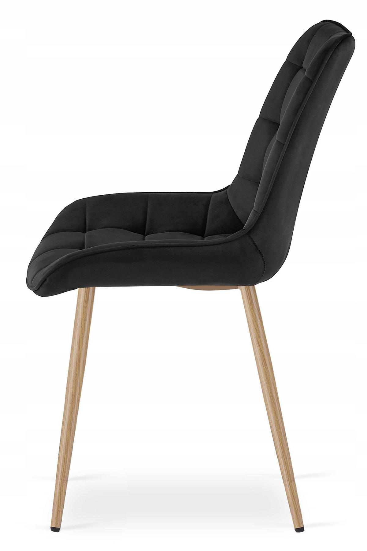 STUHL Schwarz 54x60 cm BERA Samt Beine Eiche - Schwarz, Kunststoff (54/52/60cm)
