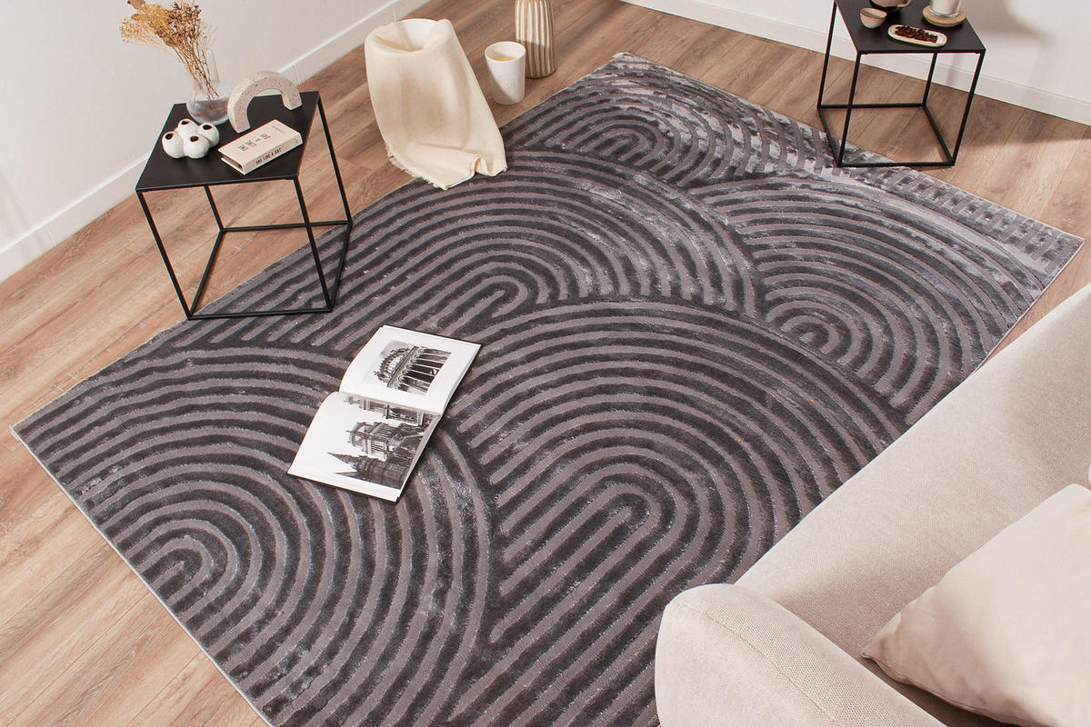 TEPPICH mit geometrischem Muster Bianca Grau 160x230 cm - Grau, Textil (160/230cm) - Nazar Rugs