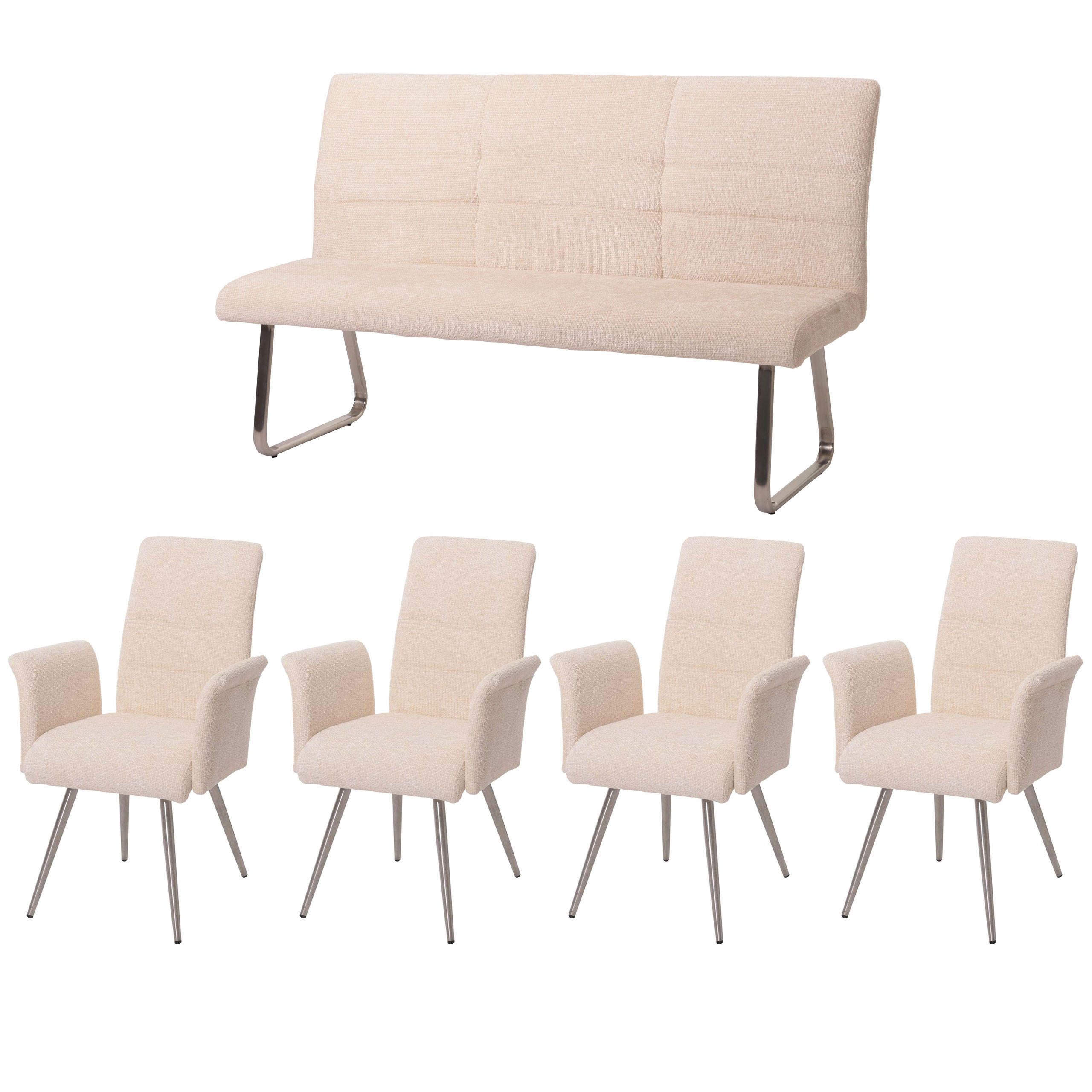 ESSZIMMER-SET Beige 5er-Set - Beige, Textil (160/100/65cm) - MCW