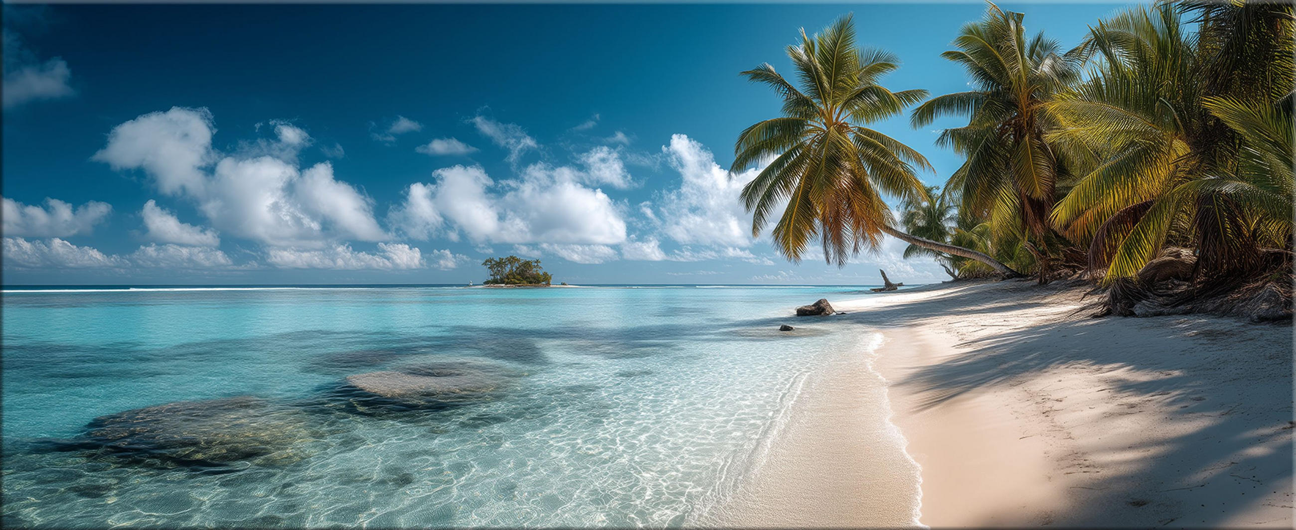 GLASBILD 125x50 cm tropischer Strand türkis - Beige, Glas (125/50cm) - artissimo