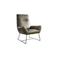 SESSEL BISA Grün Leder - Schwarz/Grün, Leder/Metall (81/102/82cm) - KAWOLA