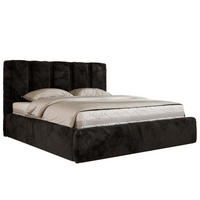 POLSTERBETT SAVINO CLASSIC 160/200 - Schwarz Plüsch - Multipocket-Matratze - Schwarz, Textil (160/200cm) - MKS