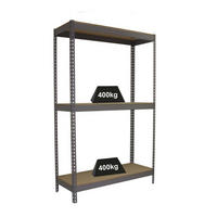 SCHWERLASTREGAL Wood Beast Three HxBxT 200 x 240 x 60 cm 3 Ebenen Fachlast 400 kg Grau - Grau, Metall (240/200/60cm) - PROREGAL