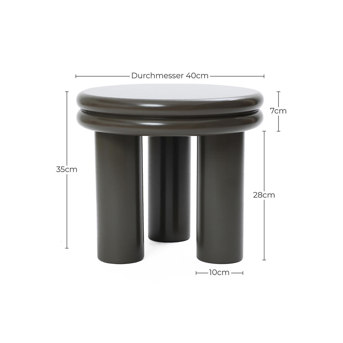 BEISTELLTISCH Rund | Ø40 x H35 cm - Dunkelgrün, Holz/Holzwerkstoff (40/40/35cm) - Hometopia