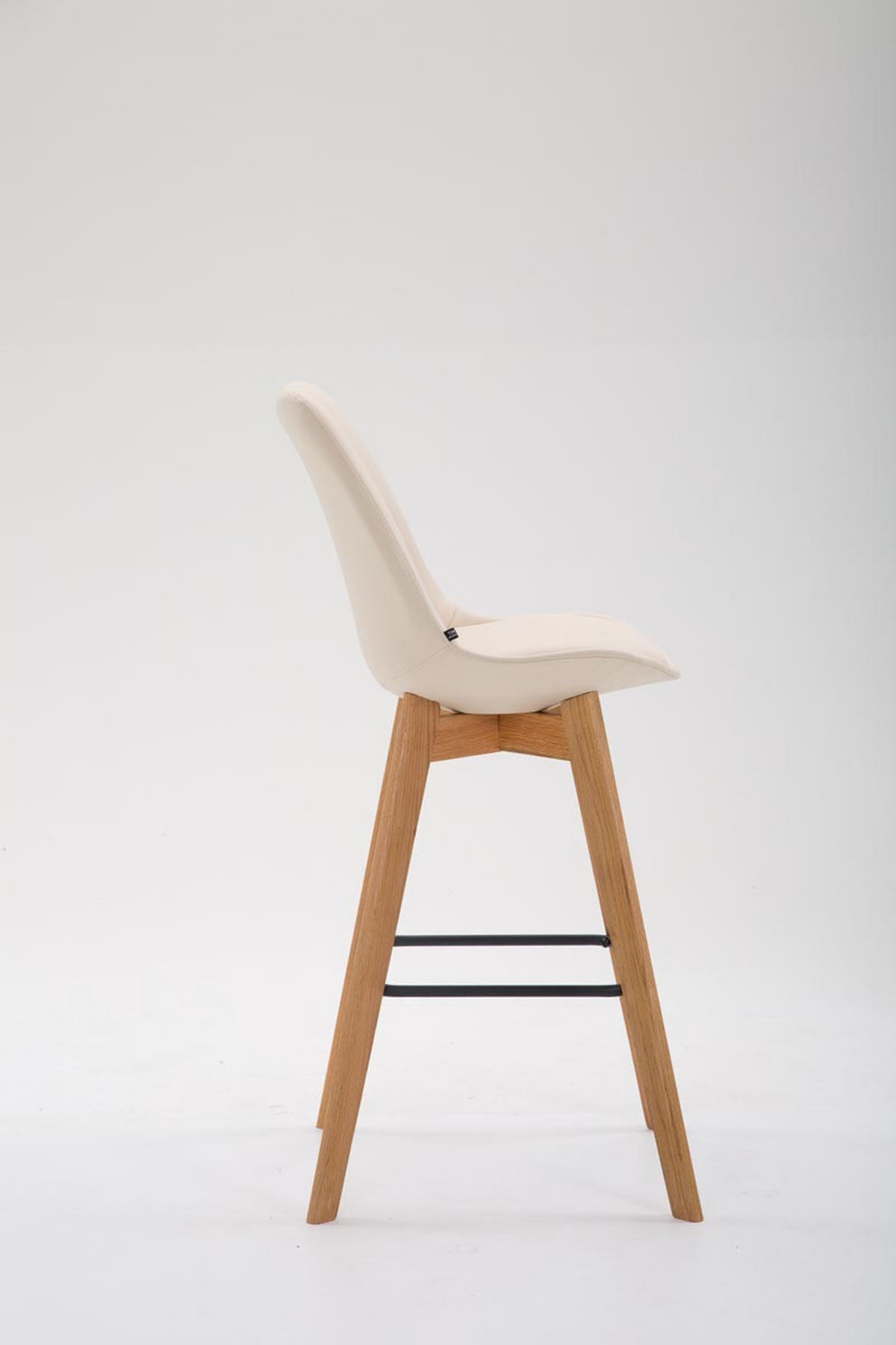 BARHOCKER Lederlook creme - Eukalyptusholzfarben/Creme, Holz/Textil (48/112/56cm) - CLP