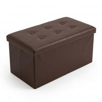 HOCKER mit Stauraum aus Kunstleder - Braun, Leder (40/40/80cm) - SCENA LIVING