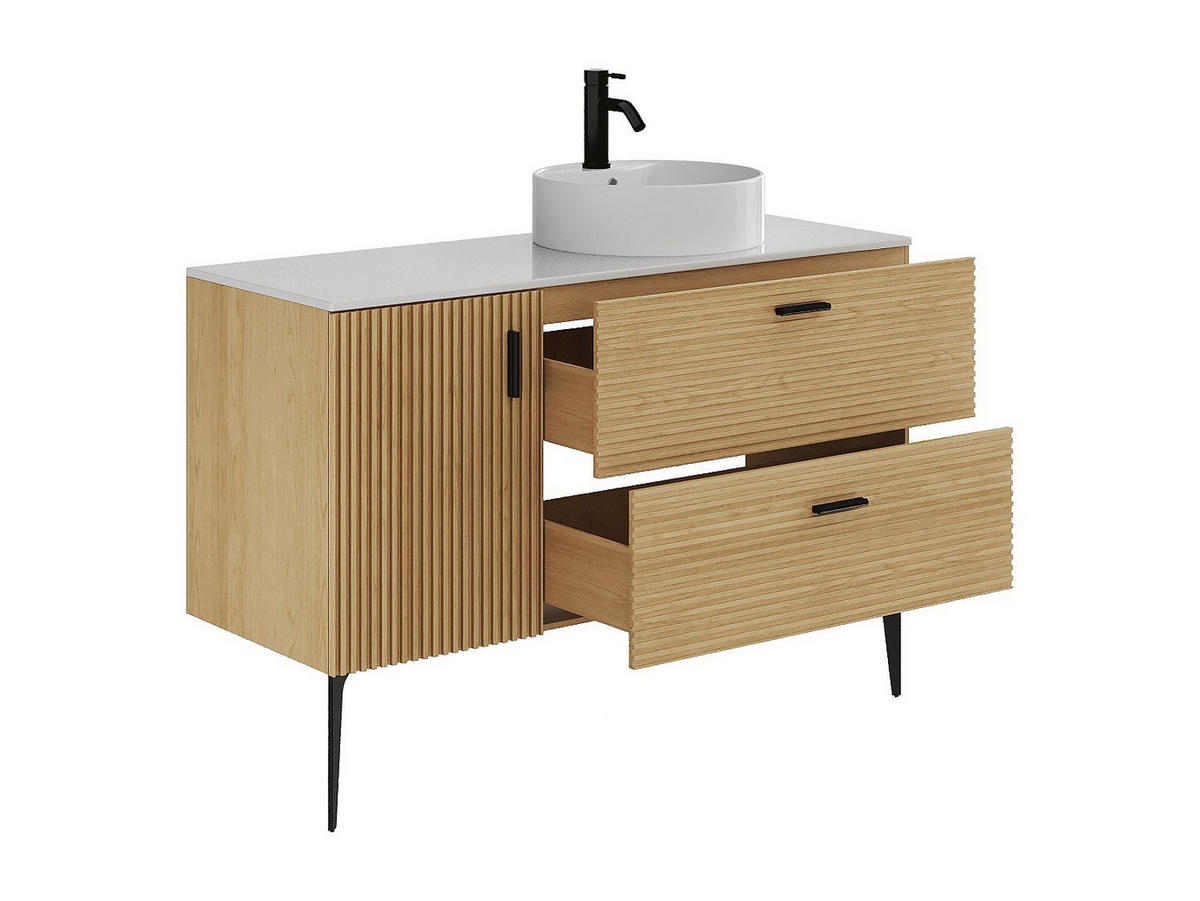 DOPPELWASCHTISCH - 120 cm x 46 cm - holz - naturfarben hell Sarone - Weiß, Holz (120/55/46cm) - Vente-Unique