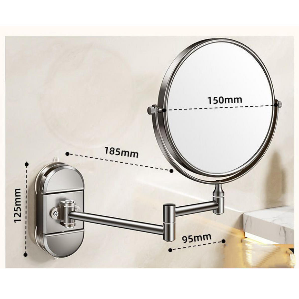 SCHMINKSPIEGEL – grau – 20 cm Durchmesser - Grau, Kunststoff (34.3/6/25.5cm)