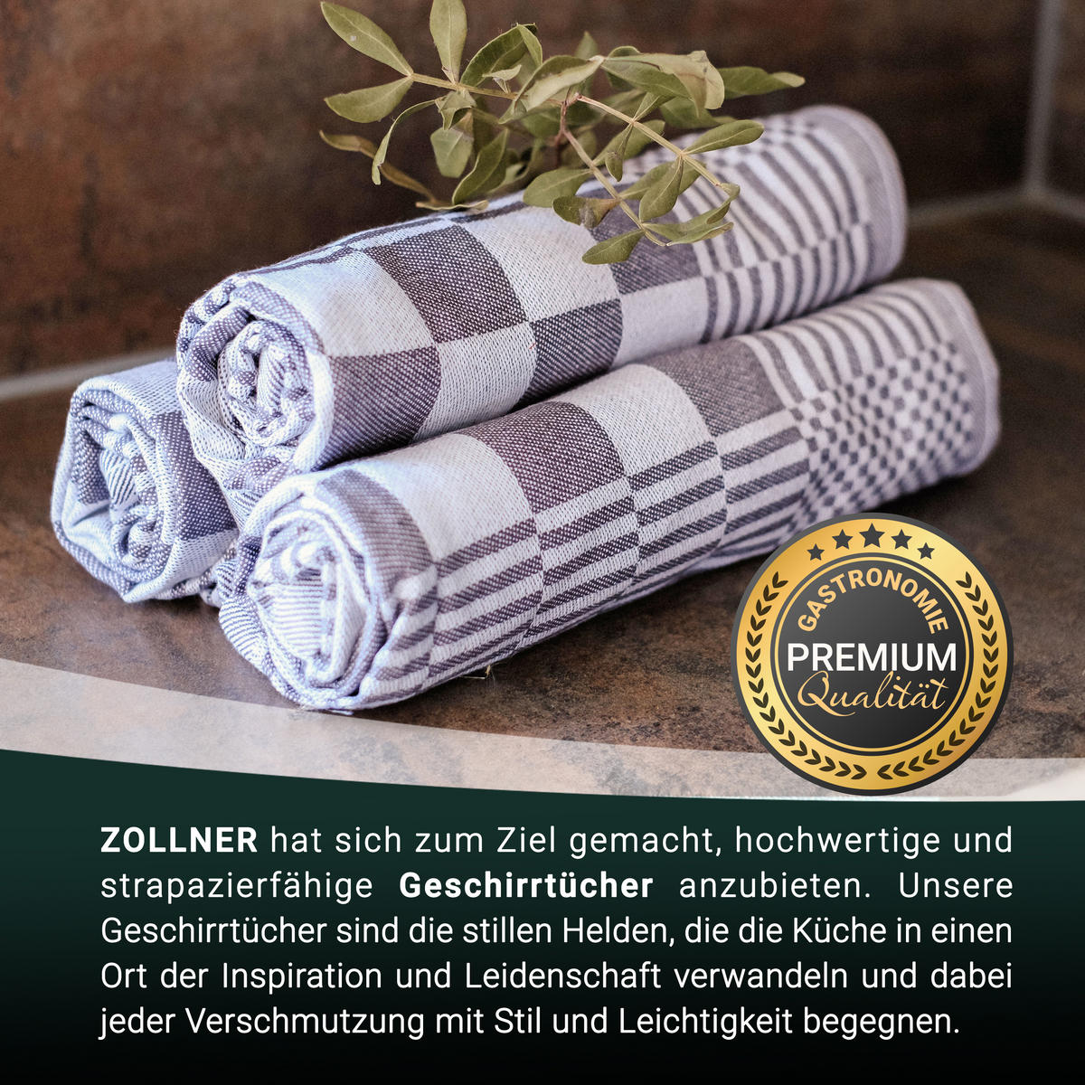 GESCHIRRTÜCHER, 6er-Set, 65x65 cm, 100% Baumwolle, Grau - Anthrazit, Textil (65/65cm) - Zollner