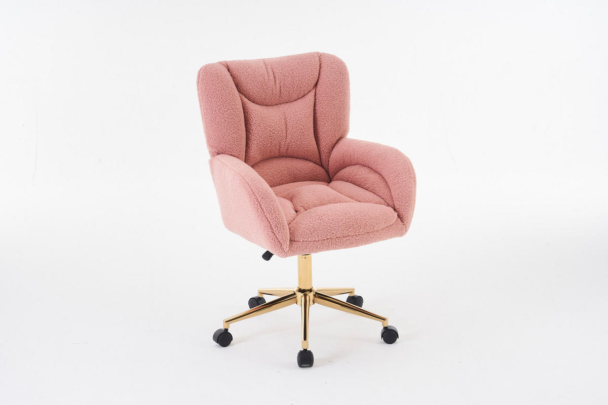 DREHSTUHL Rosa/Goldfarben 64/62/92.5 cm höhenverstellbar - Pink, Metall (64/92.5/62cm) - PANGIVO