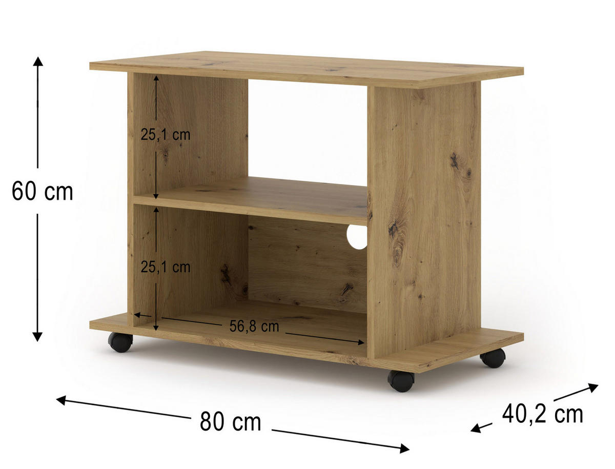 TV LOWBOARD Artisan Eiche 80/60/40 - Eiche Artisan, Holzwerkstoff (80/60/40cm) - RAUMHIRSCH FURNITURE
