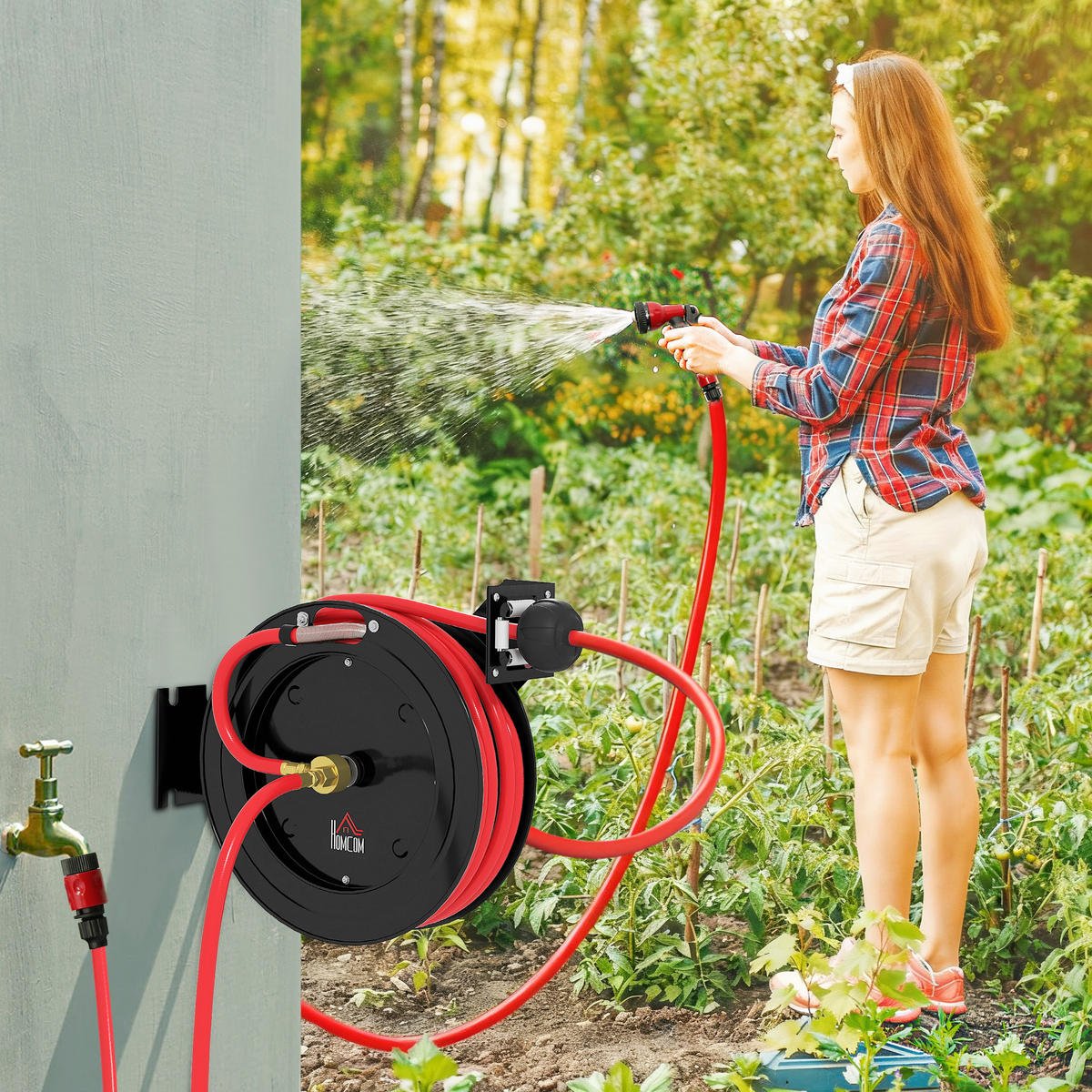 GARTENSCHLAUCHROLLE DE-09520 Metall - Rot, Metall (11.5/44/40.5cm) - ComfortXL