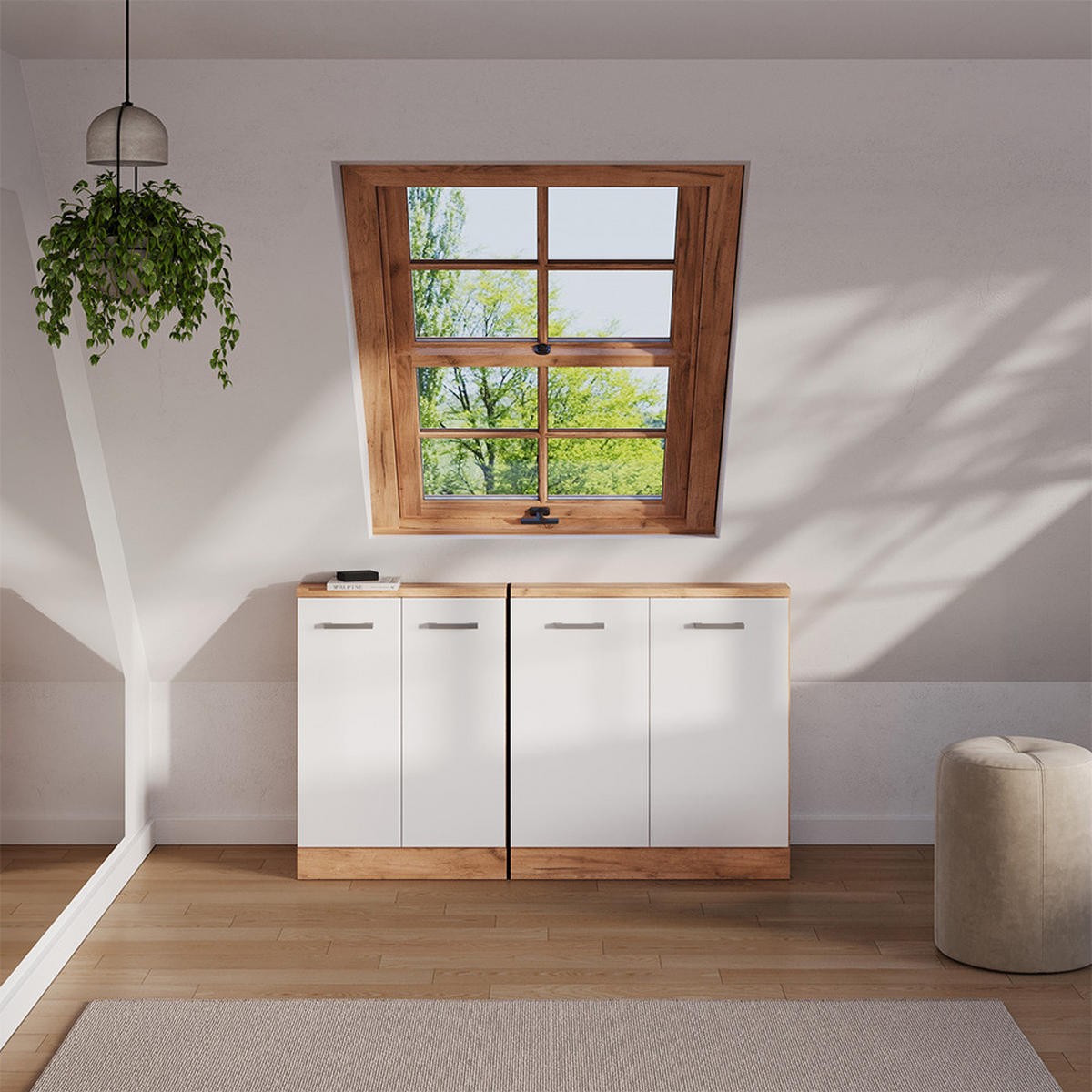 DACHSCHRÄGENSCHRANK Rion Weiß Hochglanz mit 2 Türen - Weiß Hochglanz, Holzwerkstoff (80/81.6/46cm) - Vicco