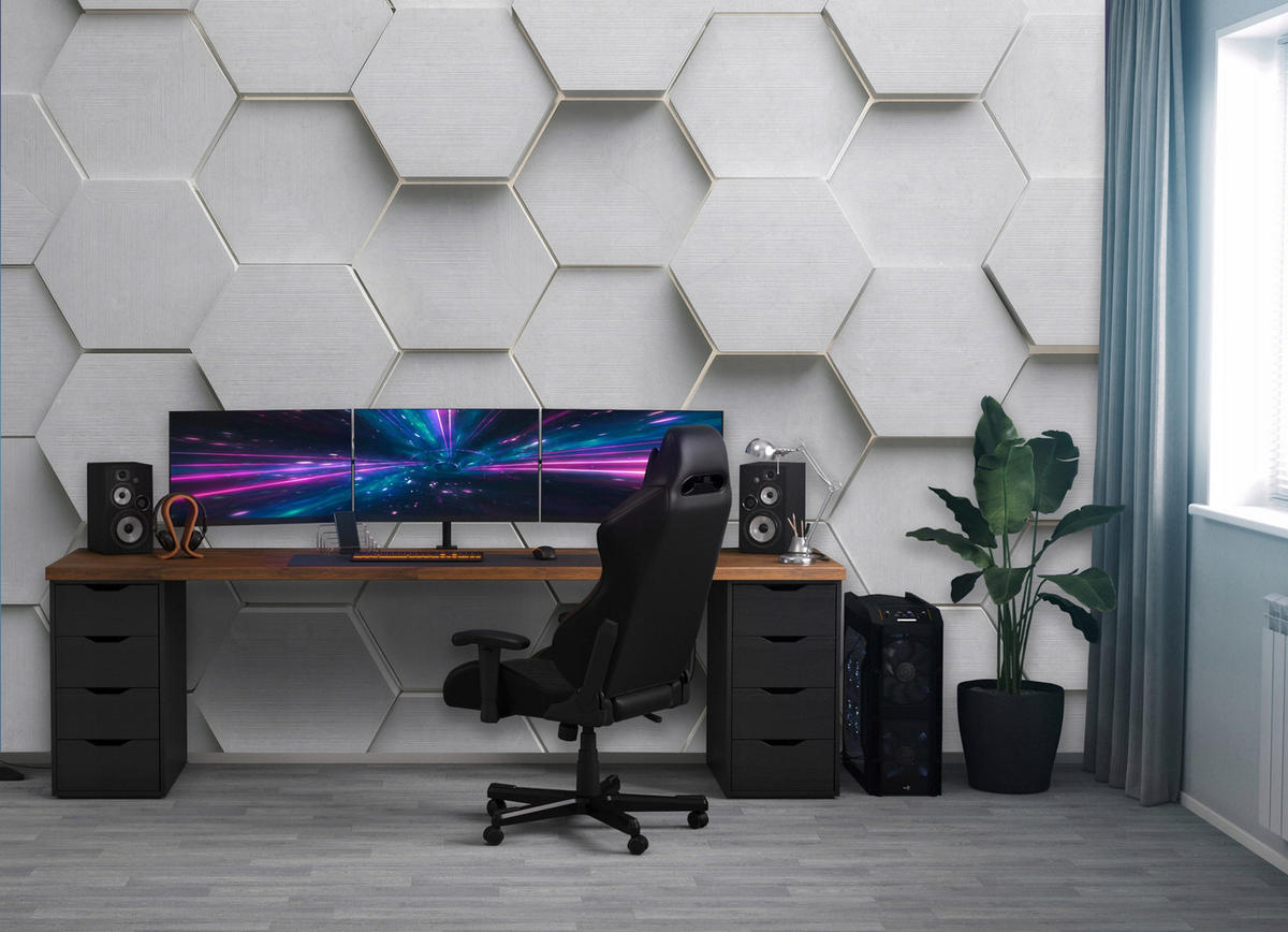 FOTOTAPETE Jungen Gaming Grau 350x250 cm - Multicolor, Papier (350/250cm) - Wallarena