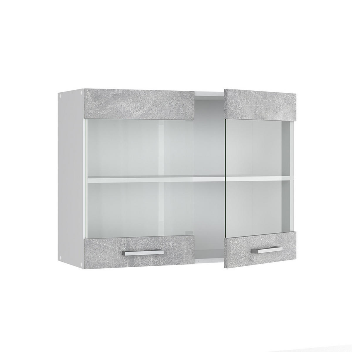 KÜCHENGLASSCHRANK R-Line Beton 80 cm - Schieferfarben/Hellgrau, Holzwerkstoff (80/60/31cm) - Vicco