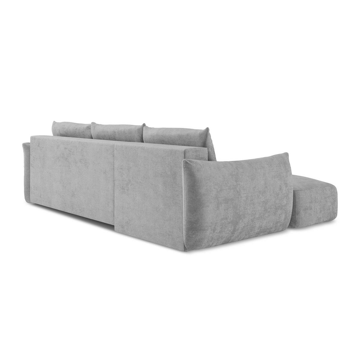 ECKSOFA mit Schlaffunktion links Chenille Stoff Grau - Hellgrau/Schwarz, Holzwerkstoff/Kunststoff (242/162cm) - LaMiaSofa