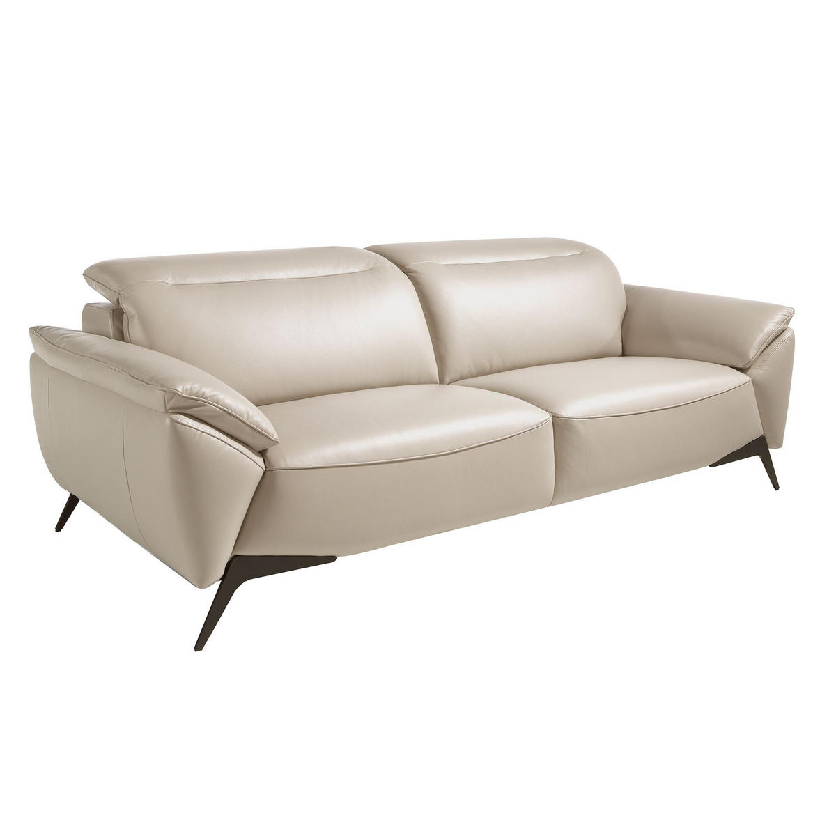 SOFA 3-Sitzer-Sofa aus Leder in Taupe 223/107/102 cm - Dunkelgrau/Schwarz, Leder (223/102/107cm) - ANGEL CERDA