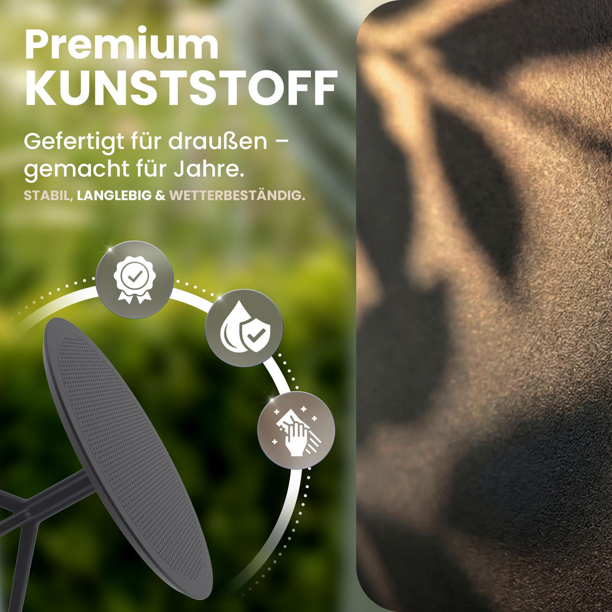GARTENTISCH rund Ø105 cm Kunststoff Schwarz - Schwarz, Kunststoff (105/105/74cm) - CLP