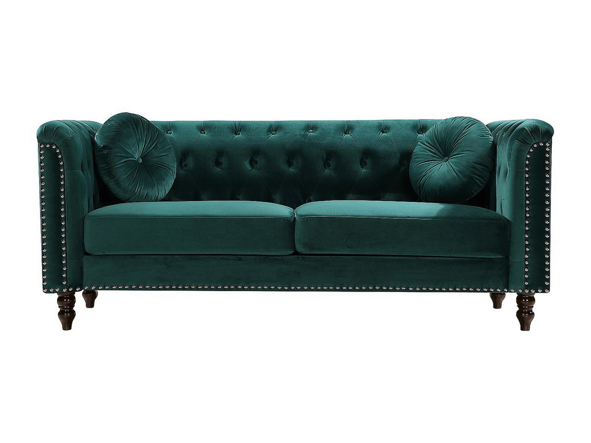 SOFA 3-Sitzer - Samt - Grün - TURNER - Grün, Textil (190/79/77cm) - Vente-Unique
