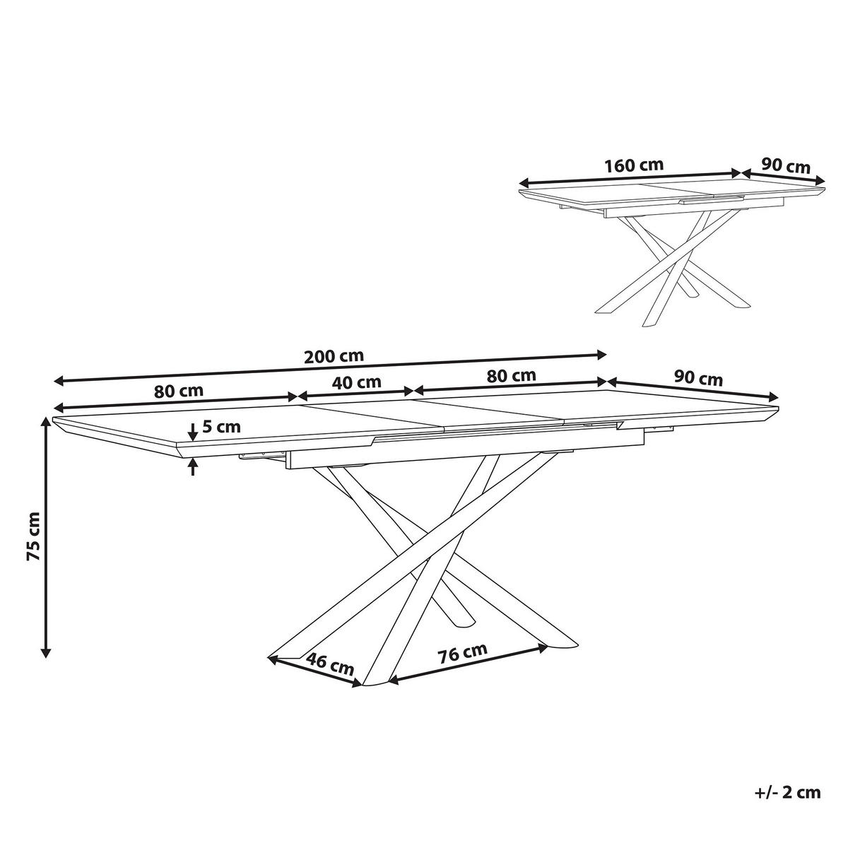 ESSTISCH 160-200/90/75 cm Weiß Rechteckig Moira - Weiß, Holzwerkstoff (200/90/75cm) - Beliani