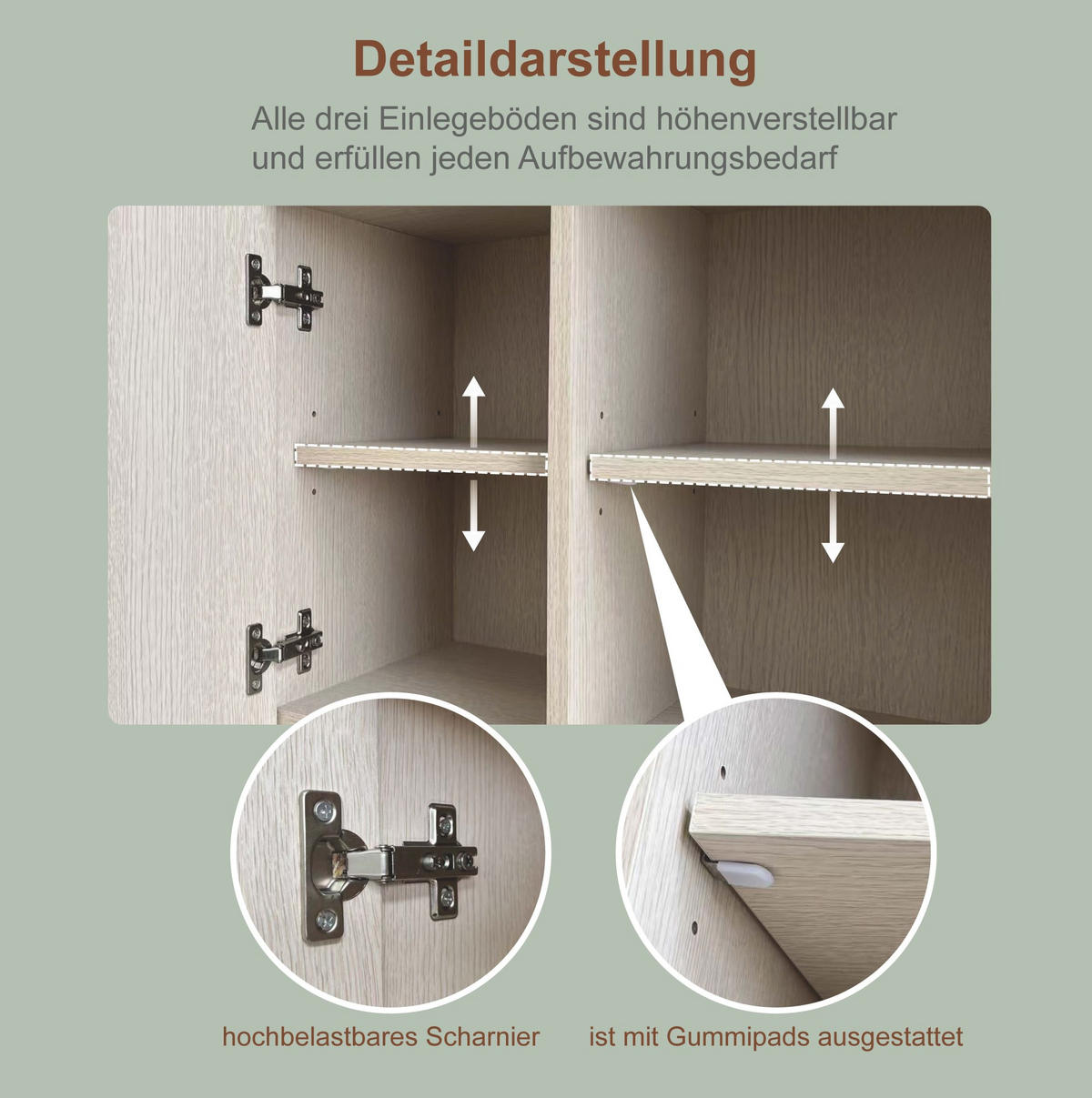 BUFFET 80/35/181 cm aus MDF mit Müllbereich und Mikrowellenfach Weiß (Hellholz-Optik) - Weiß, Holzwerkstoff (80/181/35cm) - Modenvie