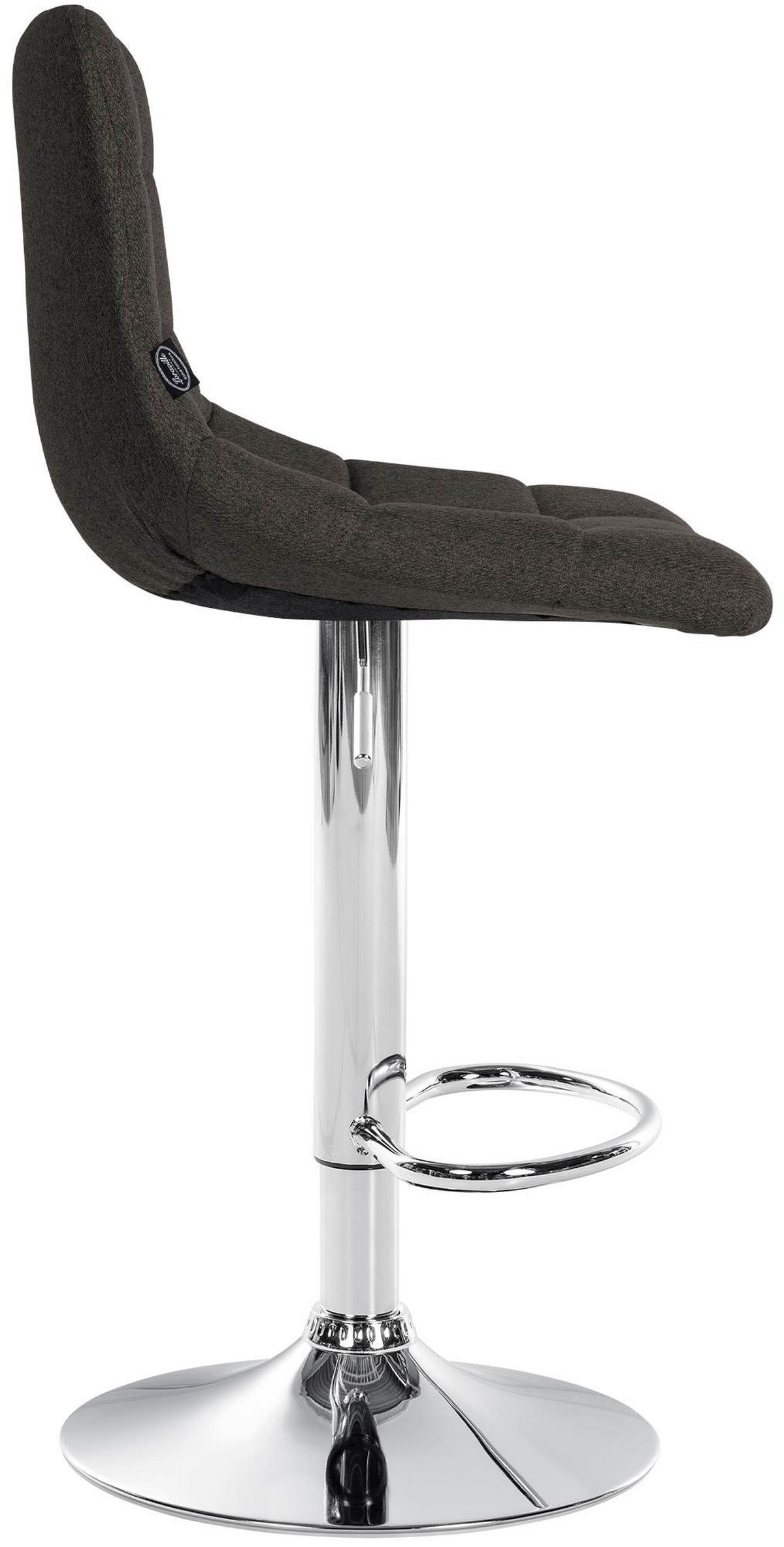 BARHOCKER 2er Set Stoff dunkelgrau - Chromfarben/Dunkelgrau, Textil/Metall (43/87/46.5cm) - CLP