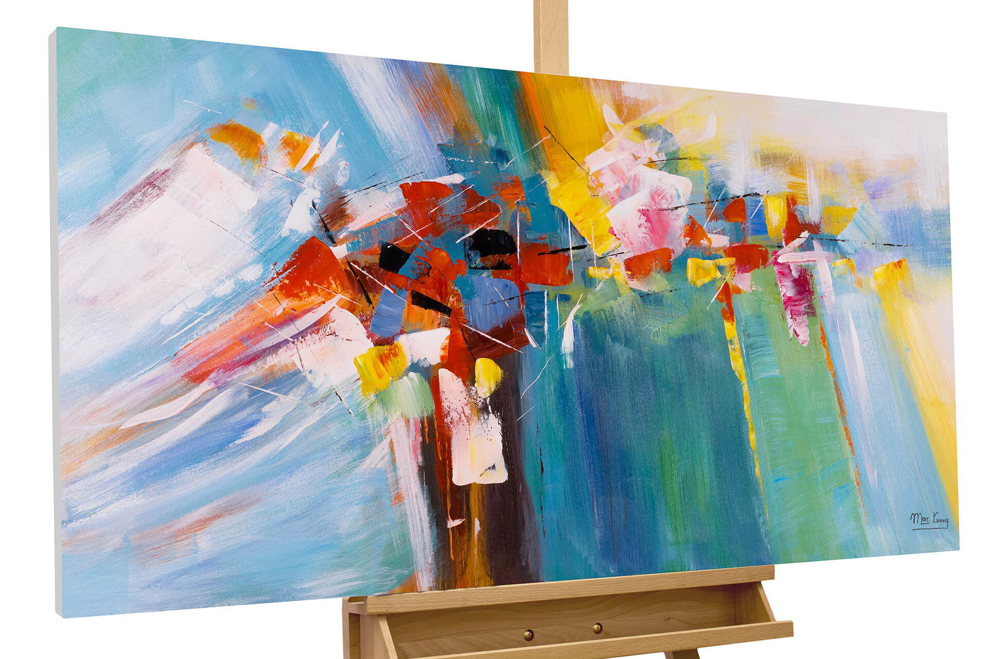 ACRYLBILD HANDGEMALT 120/60 cm - Blau/Multicolor, Holz/Textil (1.64/60cm) - KUNSTLOFT