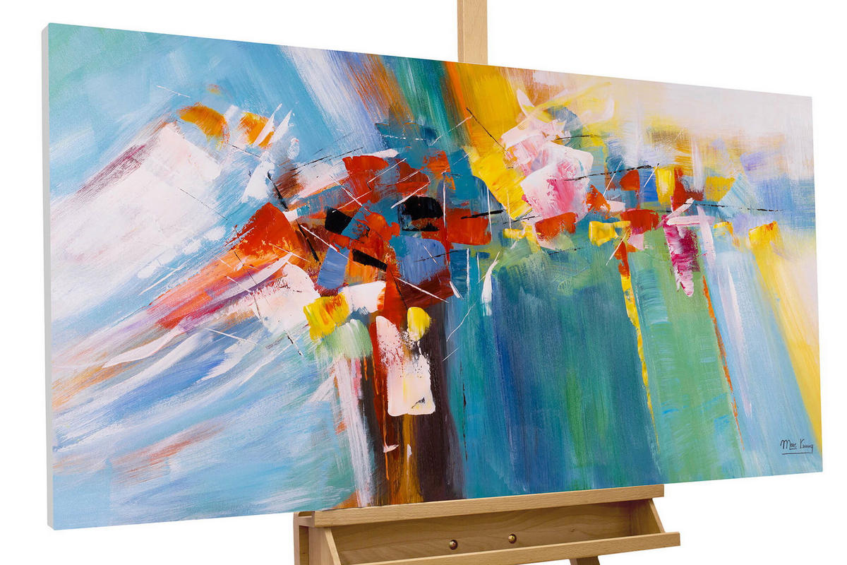 ACRYLBILD HANDGEMALT 120/60 cm - Blau/Multicolor, Holz/Textil (1.64/60cm) - KUNSTLOFT