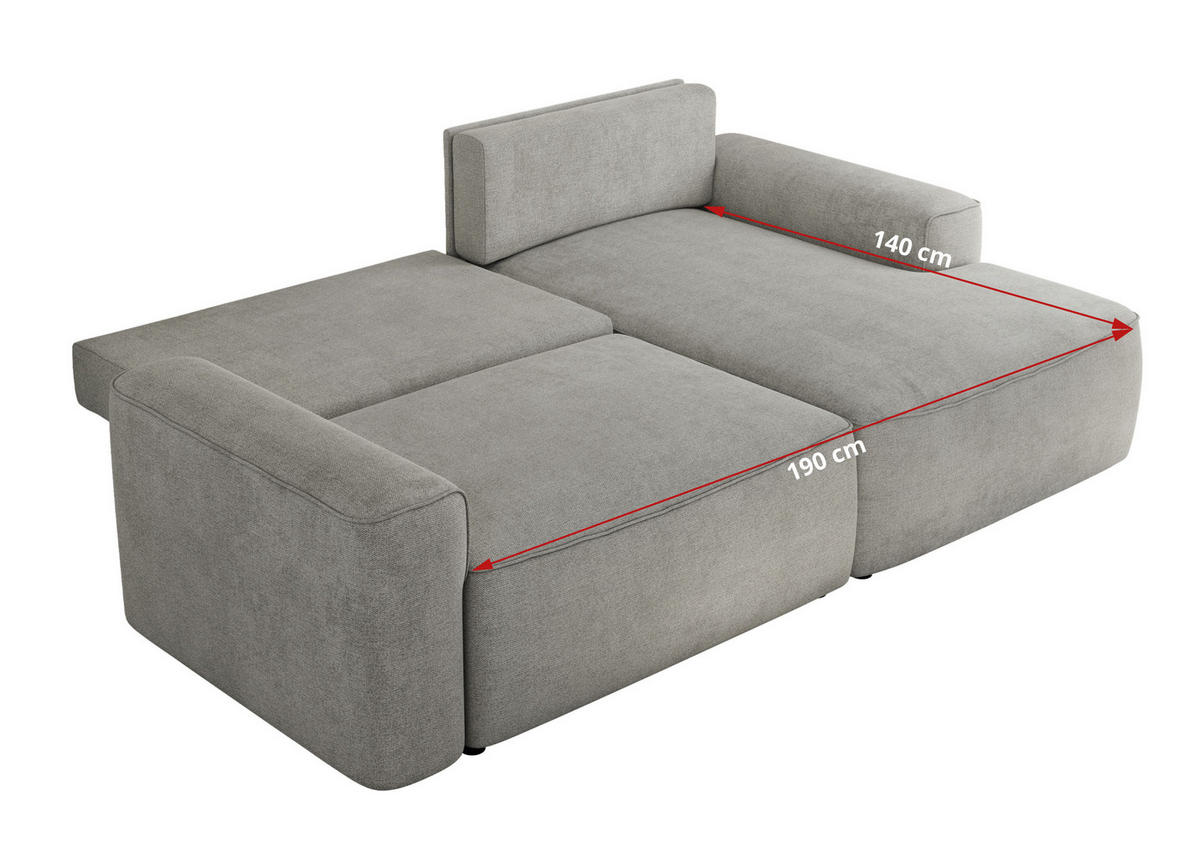 ECKSOFA BELLUNO L Hellgrau Strukture - Links - Hellgrau/Schwarz, Textil (144/233cm) - MKS