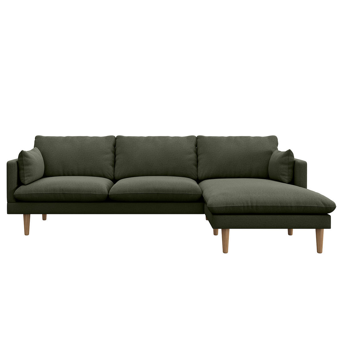 ECKSOFA mit Longchair - Webstoff - Buchefarben/Grau, Buchenholz/Textil (242/150cm) - home24